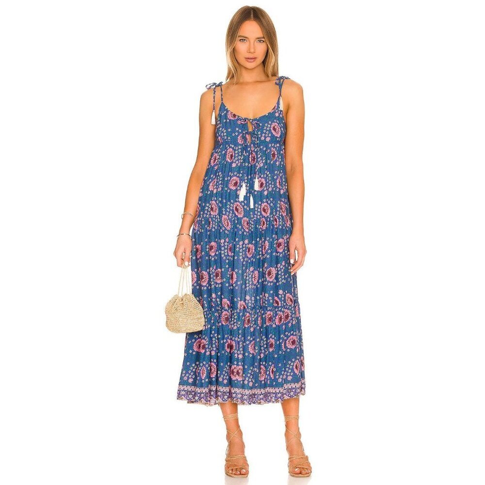 Natalie Martin Dual Tassel January Dress Womens Size XS Vintage Flower Azure